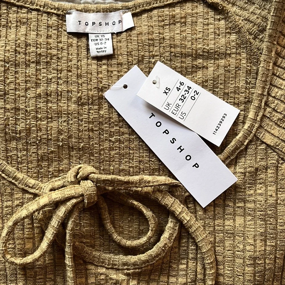 NWT TOPSHOP Front Halter Space Dye Top in Tan XS - Picture 5 of 6